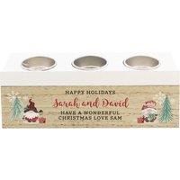 Personalised Memento Company Personalised Christmas Gonk Triple Tea Light Box in Brown