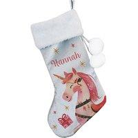 Personalised Memento Company Personalised Unicorn Christmas Stocking in Silver