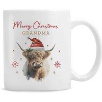 Personalised Memento Company Personalised Highland Cow Christmas Mug in White