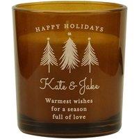 Personalised Memento Company Personalised Christmas Tree Amber Glass Candle in Light Brown