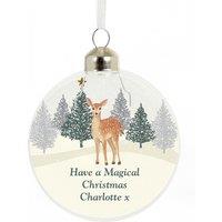 Personalised Memento Company Personalised Christmas Deer Glass Bauble in Clear