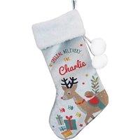 Personalised Memento Company Personalised Reindeer Christmas Stocking in Grey