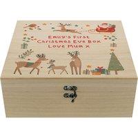 Personalised Memento Company Personalised Santa & Reindeer Christmas Eve Box in Light Brown