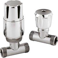 Balterley Contemporary Straight Thermostatic Radiator Valves (Pairs) - Chrome in Silver
