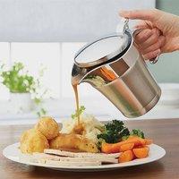 Coopers of Stortford Insulated Sauce Jug with Lid & Handle, Double Wall in Metallic Silver