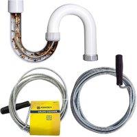 BARGAINS-GALORE 2 X 3m Drain Cleaner Rods Unblock Waste Pipe Sink Toilet Cleaning Tool in Metallic Silver