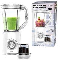 BARGAINS-GALORE 2 In 1 Multi Functional Blender With Grinder 500w White 5 Speed Mixer