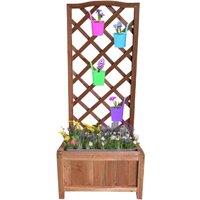 BARGAINS-GALORE Large Wooden Garden Trough Planter Rectangular Freestanding Flower Box in Brown