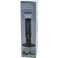 BARGAINS-GALORE 7 Led Tower Lantern & Fan Camp Lamp Outdoor 2 In 1 Tent Light + Cooler in Black
