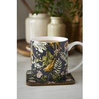 Ulster Weavers 'Finch & Flower' Animal Print New Bone China Mug in Navy