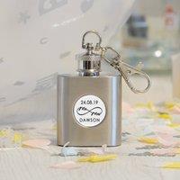 Uniqueful Personalised Mr & Mrs Hip Flask Key Ring Wedding Gift in Silver | Size: 100ml