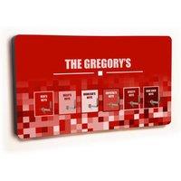 Uniqueful Personalised Novelty Red Squares 6 Hook Key Holder New Home | Size: 100 cm