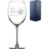 Uniqueful Personalised Engraved Wine Glass Bee Proud LGBTQ Any Message Design in Clear | Size: 1 Pack