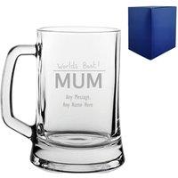 Uniqueful Personalised Engraved Mothers Day Beer Mug for Mum in Clear | Size: 20oz (550ml)