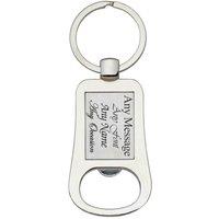 Uniqueful Personalised Engraved Rounded Edge Bottle Opener Keyring for Friend in Silver | Size: 1 Pack