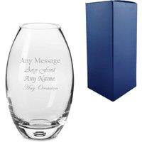 Uniqueful Personalised Engraved 15cm Handmade Barrel Bubble Base Vase in Clear | Size: 15 cm