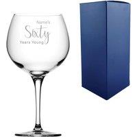 Uniqueful Personalised 60th Birthday Years Young Delicate Font Primeur Gin Glass in Clear | Size: 1000ml