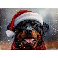 Warren Reed - Designer Snowy Christmas Rottweiler Glass Chopping Board