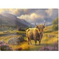 Warren Reed - Designer Springtime Highland Cow Glass Chopping Board