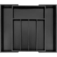 MANTRARAJ Bamboo Expandable Wooden Cutlery Tray Holder Kitchen Drawer Organiser in Black