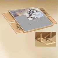 Gr8 Home Wooden 1000 Pcs Jigsaw Puzzle Table With Rack in Natural