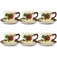 simpa 6 x Franciscan Apple Porcelain Coffee Cup & Saucer Set | Size: 6 Pack