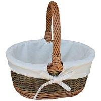 Red Hamper Wicker Lined Country Oval Shopping Basket in White | Size: Small