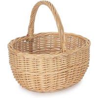 Red Hamper Wicker Buff Oval Shopping Basket in Brown | Size: Small