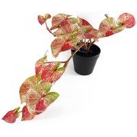 Leaf 35cm Artificial Hanging Trailing Plant Pink Splash Caladium