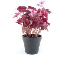 Leaf 30cm Artificial Plant Purple Shamrock Pink Flowers Potted