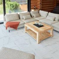 Novecrafto Rectangular Vinyl Floor Tiles Self Adhesive Peel & Stick Tile (30 Pcs) in White