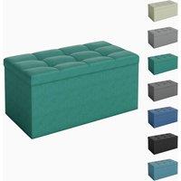 MCC Direct 76cm Rectangular Ottoman Foldable Storage Bench Upholstered Foot Rest in Green