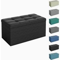 MCC Direct 76cm Rectangular Ottoman Foldable Storage Bench Upholstered Foot Rest in Black