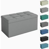 MCC Direct 76cm Rectangular Ottoman Foldable Storage Bench Upholstered Foot Rest in Light Grey