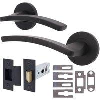 AFIT Black Fire Door Handle Latch Set Matt Black Internal with Latch | Size: 150mm x 150mm