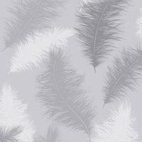 Arthouse Sussurro Feather Wallpaper in Grey