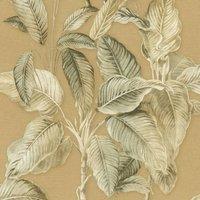 Rasch Boho Palm Leaf Vinyl Wallpaper in Mustard