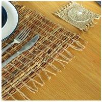 KDMD Water Hyacinth Natural Placemat - Robusta & Fringe in Brown