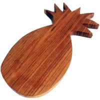 KDMD Hand-Carved Pineapple-Shaped Teak Chopping Board from Java in Brown