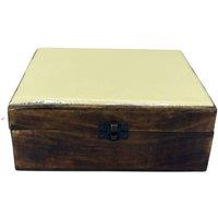 KDMD Large Ceramic Glazed Wood Box - 20x15x7.5cm - Concrete in Brown | Size: 20x15x7.5 cm