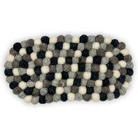 KDMD Multi Grey Felt Ball Oval Center Mat - Handmade, Durable & Elegant