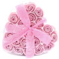 KDMD Set of 24 Pink Soap Flower Hearts - Romantic Gift & Bath Decor