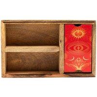 KDMD Elegant Mango Wood Tarot Box with Card Display & Storage in Brown