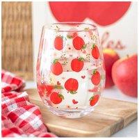 KDMD Apple Print Stemless Glass - 350ml Juice & Cider Sipware in Clear