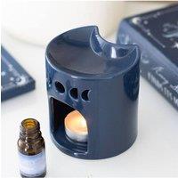 KDMD Blue Crescent Moon Oil Burner-Celestial Fragrance Diffuser in Dark Navy