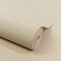 Grandeco Boutique Trente Linen Effect Luxury Embossed Wallpaper in Medium Beige | Size: 1 Pack