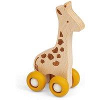Bigjigs Toys Jungle Animal on Wheels (Giraffe) - Mini Wooden Push Along Animals