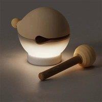 Obasyhig Creative Wooden Fish Tap Night Light in Beige