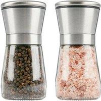 Nordara 2PCS Stainless Steel Salt & Pepper Grinder Set Adjustable Coarse in Silver