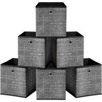 Nordara 6x Grey Fabric Collapsible Storage Cube Organiser